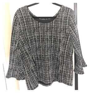 Talbots Black and White Blouse